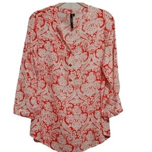 Cathy Orange and White Paisely Design Top Large